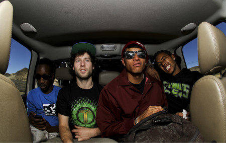 The crew chilling in the car