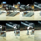 Shuaib Philander showing his skateboarding skill at the Kimberley plaza