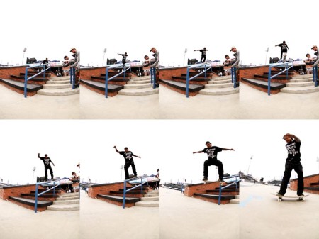 Manny Santiago shows his skateboarding skills