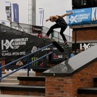 Nyjah Huston killing it during the skate street warm up
