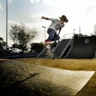 Skateboarder Jeandre Bester styling at the Skate Park
