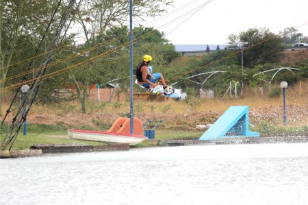 Justin Mitri taking the win in the pro men Wakeboarding division