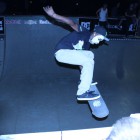 Khule Ngubane stying during the DC Halloween Jam skateboarding contest