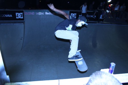 Khule Ngubane stying during the DC Halloween Jam skateboarding contest