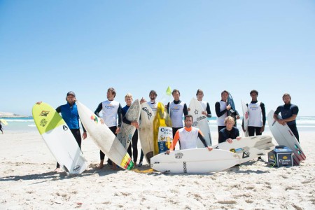 Surfers getting ready for the Nixon Weird Board surfing contact