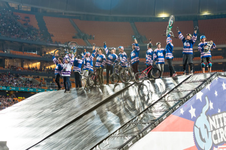 Nitro Circus BMX and Skateboarding athleted being intoduced to the crowd