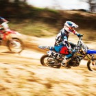 Sacha Naude leading the pack in the MX1 class at the SA Motocross Nationals