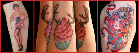A collection of tattoos done by Milo Mr Lucky