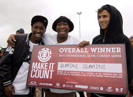 Element Make It Count Skateboarding contest podium