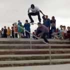 Khule Ngubane showing his skateboarding skills