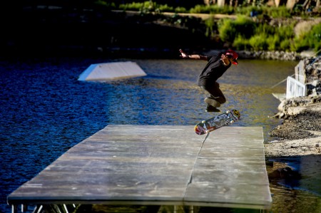 Jean-Marc Johannes showing his skateboarding skills