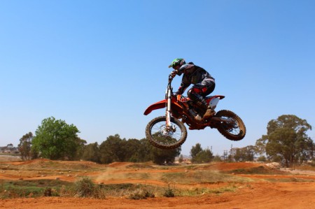 The KTM 450 SX-F being tested at Dirt Broncos
