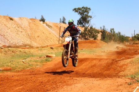 Hitting the whoppes on the 250 SX during the test