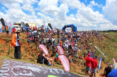 Huge crowds giving their support at the finish line