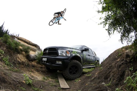 Justin Novelle hitting the big MTB gap over the Monster Truck