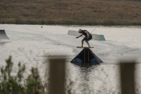 Matti Buys wakeskating his way to the win at the Stoke City Shuffle