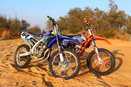 Motocross bikes fitted with the new ProGrip Fluorescent grips