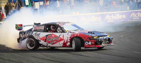 Paulo Gouveia at the Gauteng Motor Fest getting it sideways