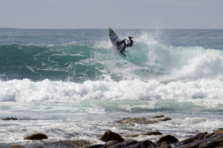 Joshe Faulkner showing his surfing skills ahead of the Billabong Junior Series