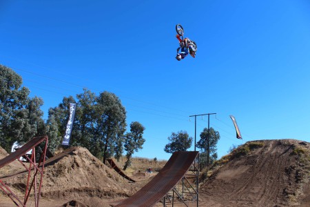 Nick De Wit going upside down at the 4Front Live FMX Open Day