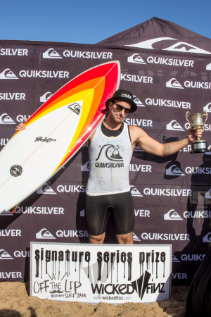 Brandon Jackson claiming 1st place at the 2015 Off The Lip Movember Surf Jam