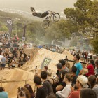 MTB rider Andreu Lacondeguy showcasing his skills at the night harvest competition