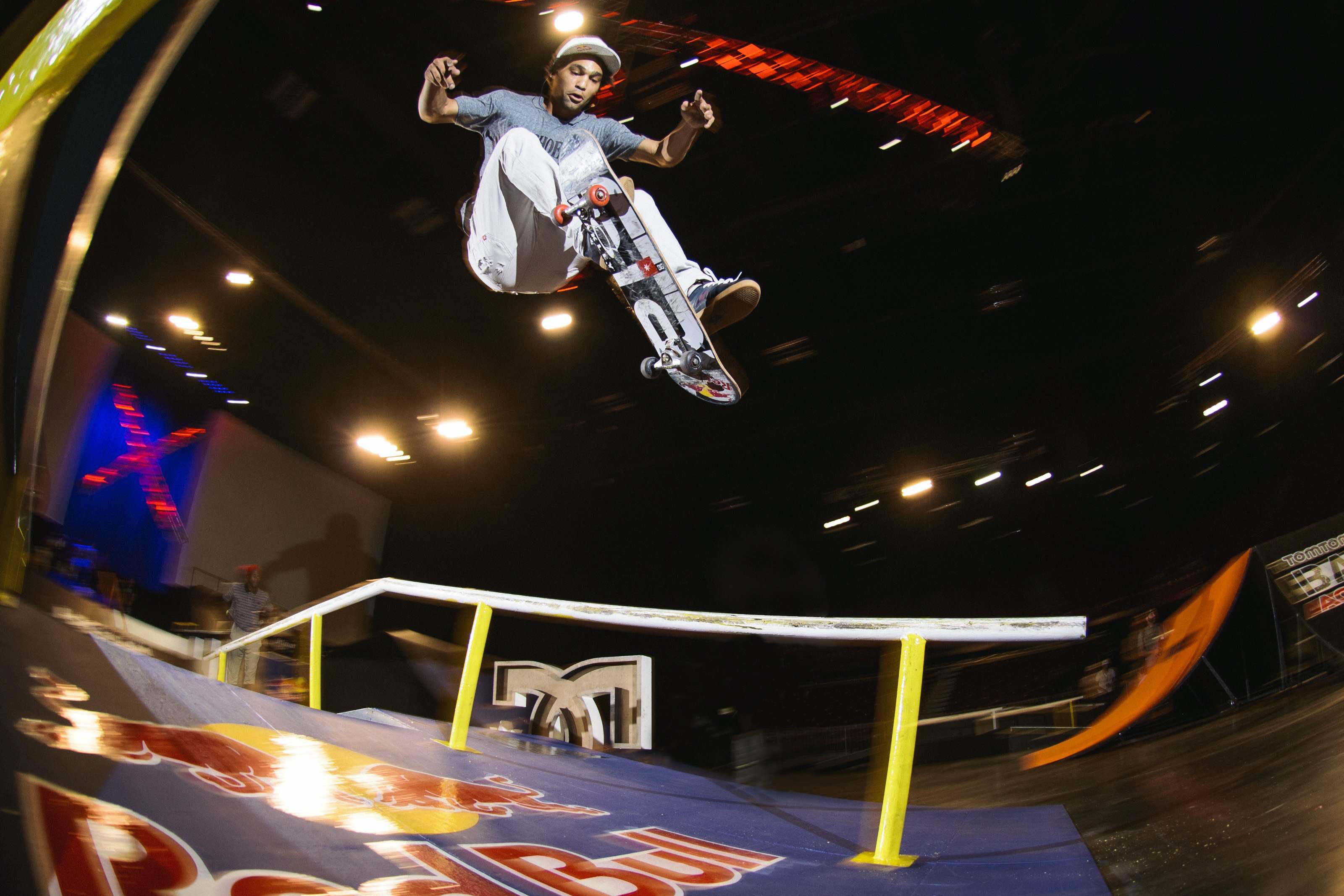Moses Adams skateboarding at Ultimate X 2016