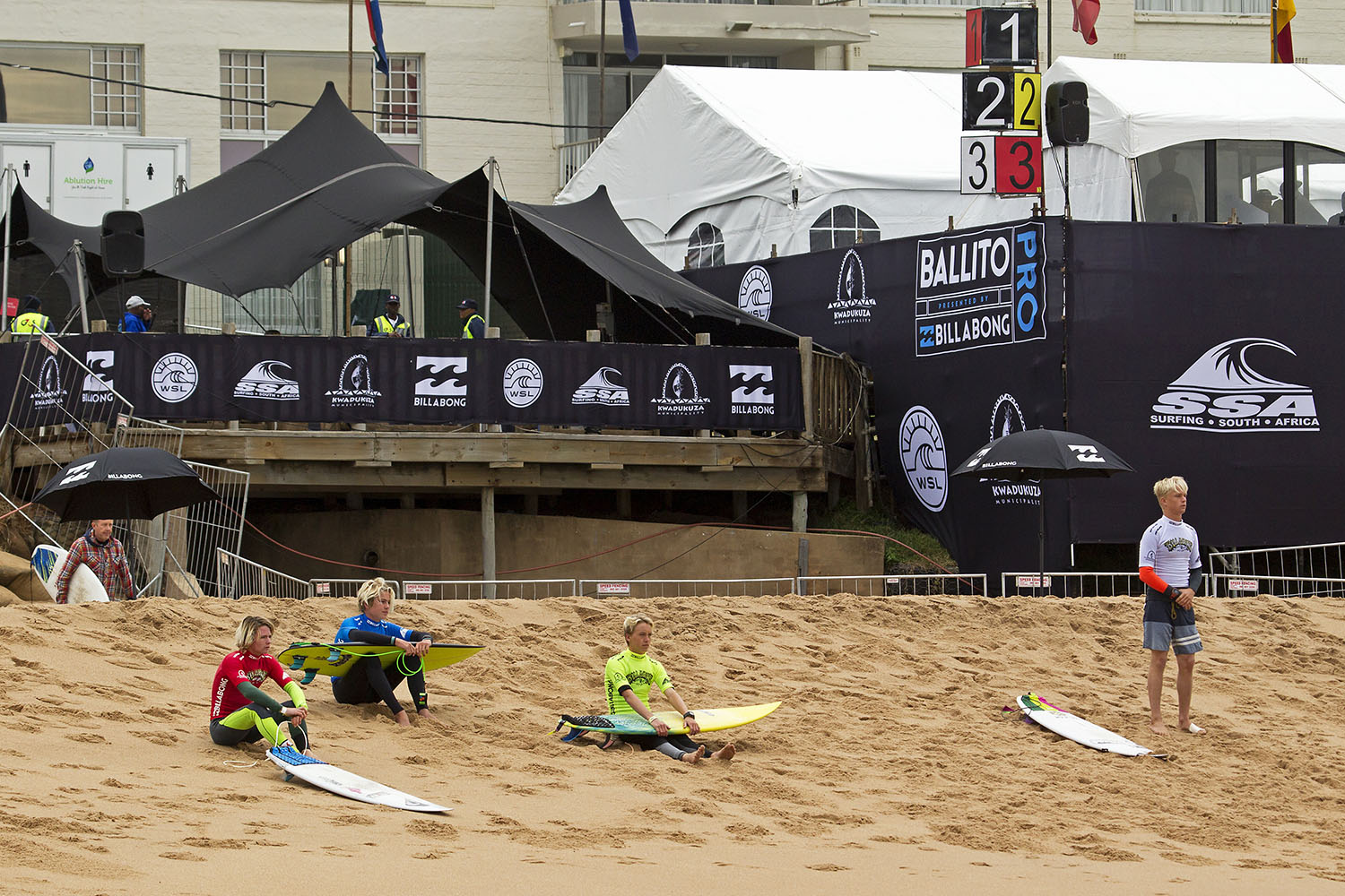Surfers lines up for their Billabong Junior Series heats