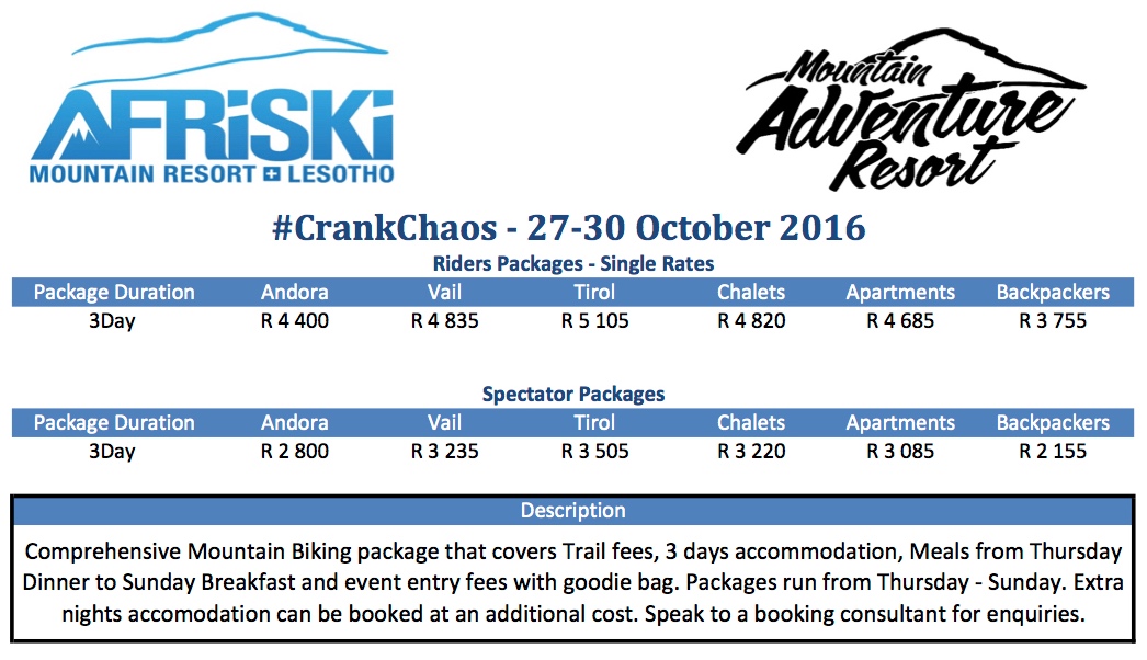 #CrankChaos Maluti Mountain Bike Festival accommodation packages