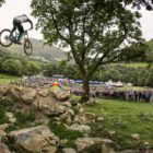 Bernard Kerr racing his way to victory at the Red Bull Hardline Downhill MTB event