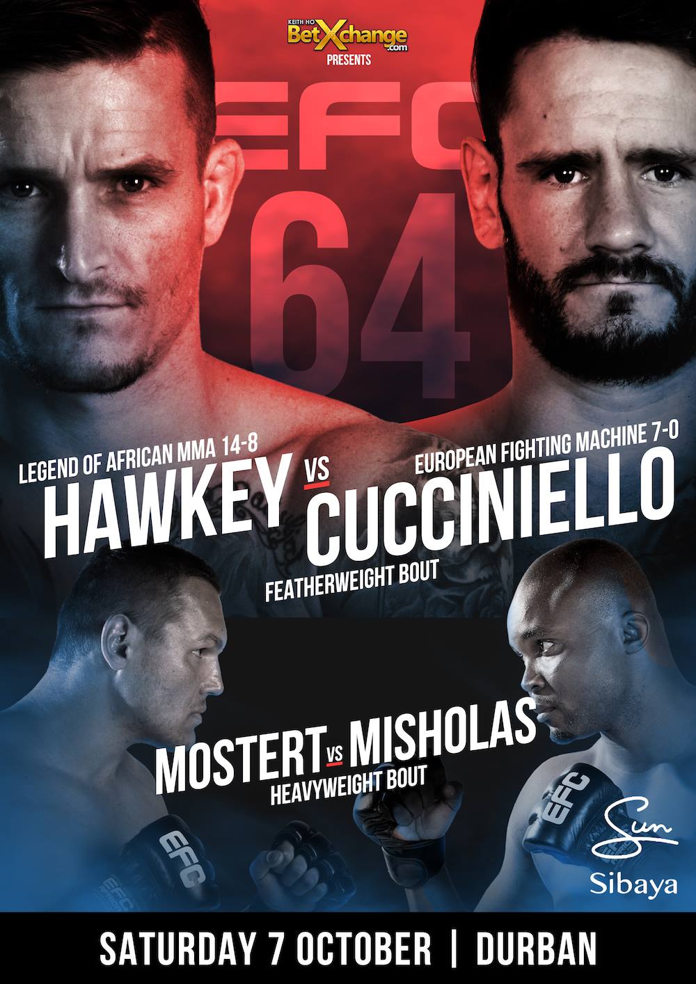 EFC 64 brings 13 exciting MMA fights to Durban on 7 October 2017