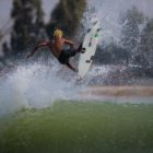Samuel Pupo surfing in the 2018 Quiksilver Young Guns WSL Surf Ranch Showdown