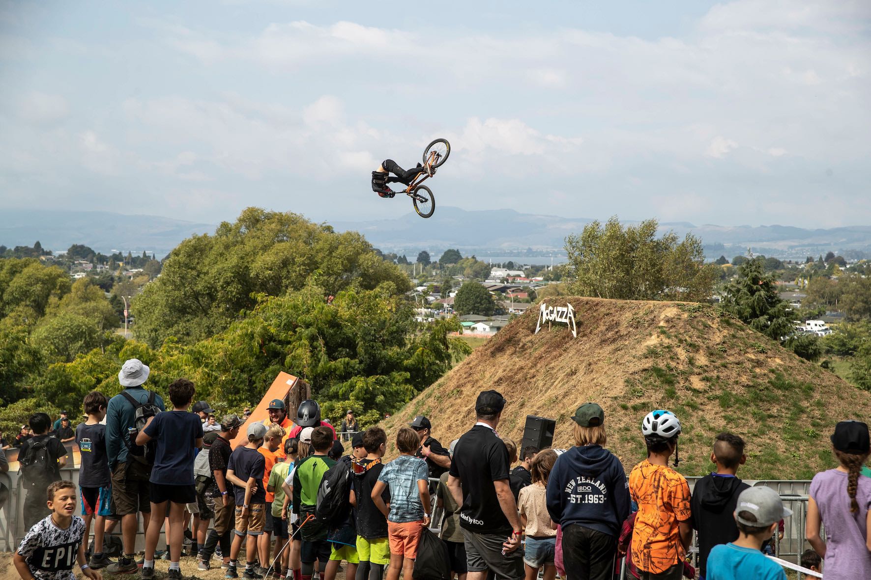 Brett Rheeder performs during Crankworx Slopestyle in Rotorua