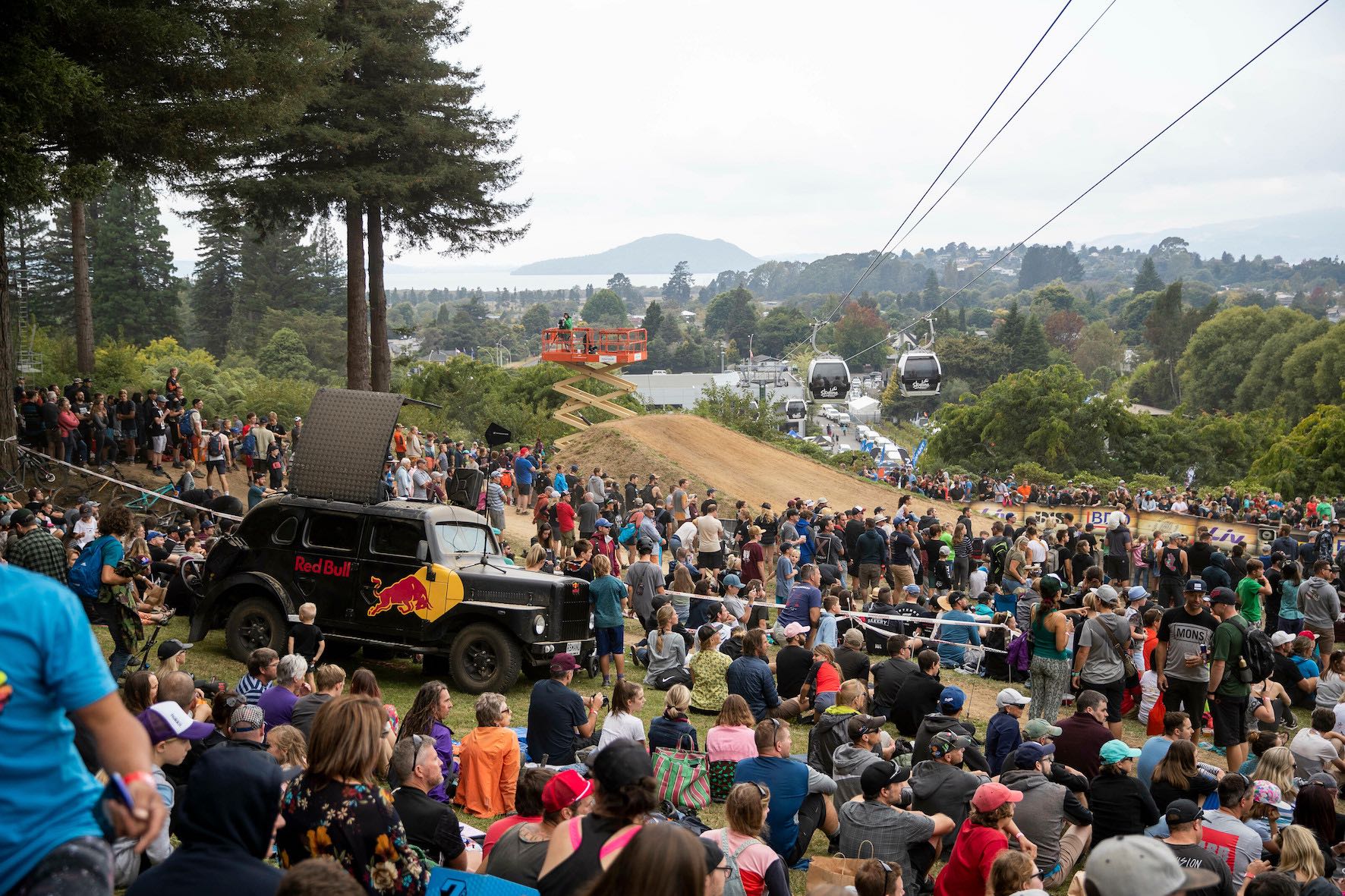 Spectators during Crankworx Slopestyle in Rotorua