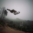 Andreu Lacondeguy riding the 2019 DarkFEST Freeride Mountain Bike course