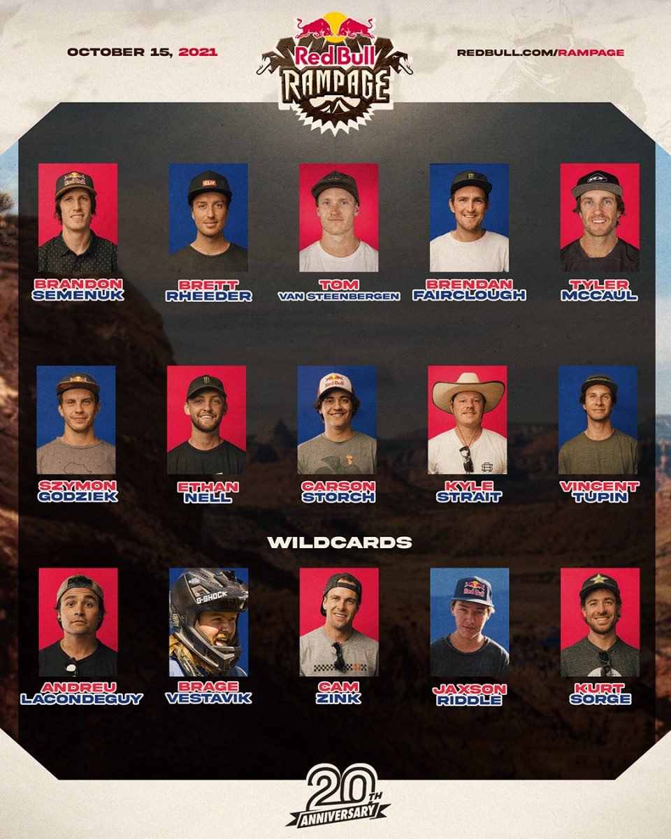 Red Bull Rampage 2021 Rider List