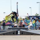 Skateboarder competing at the Street Lines Skate Tournament
