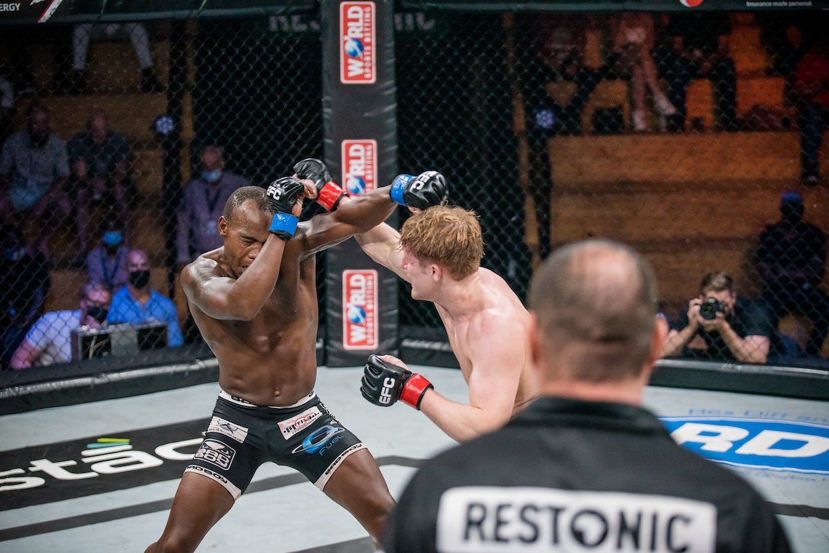 MMA fight between Keir Harvie and Tumisang Madiba at EFC 90