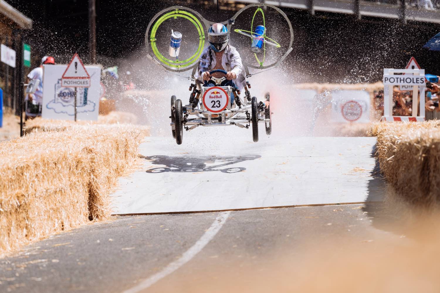 Participants compete at the Red Bull Box Cart Race