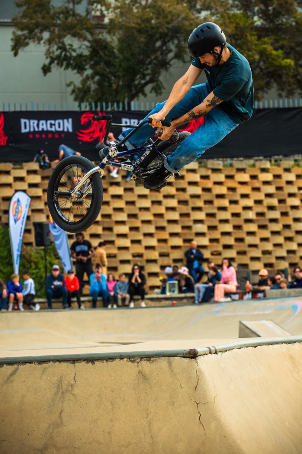 Dylan Lamb competing in the 2023 Park Lines BMX Tournament