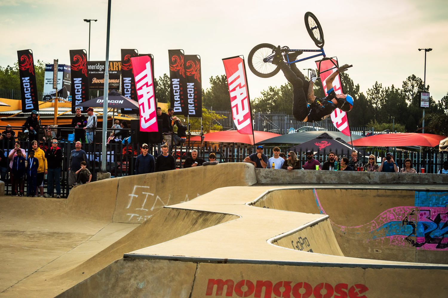 Dylan van Belkum competing in the 2023 Park Lines BMX Tournament