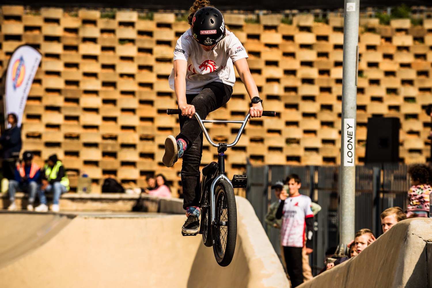 Jenna Byrnes competing in the 2023 Park Lines BMX Tournament