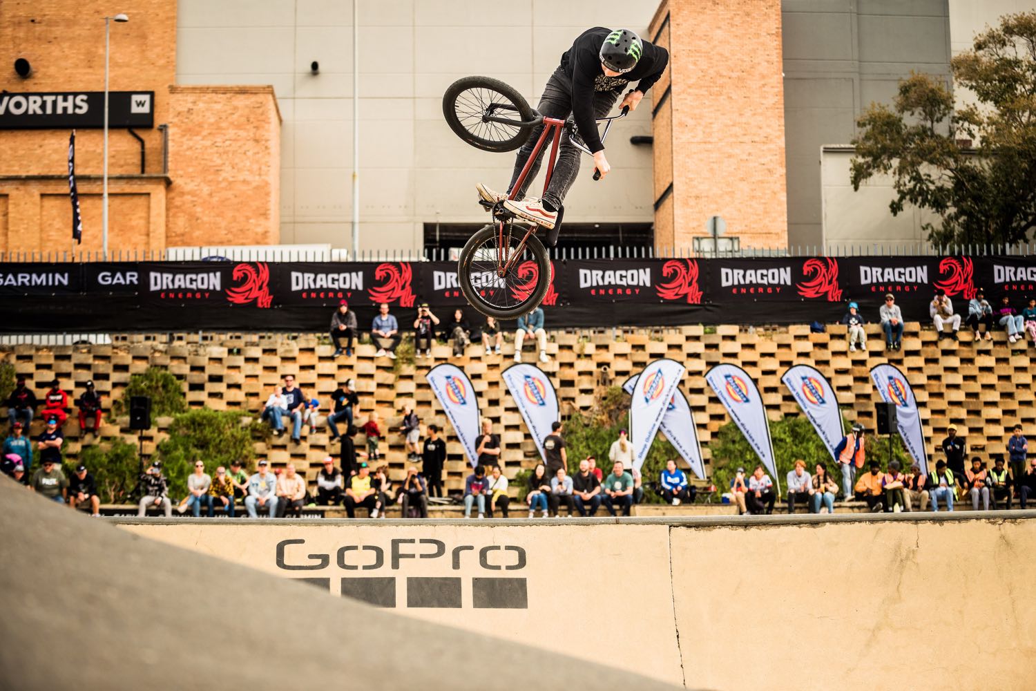 Malcolm Peters competing in the 2023 Park Lines BMX Tournament