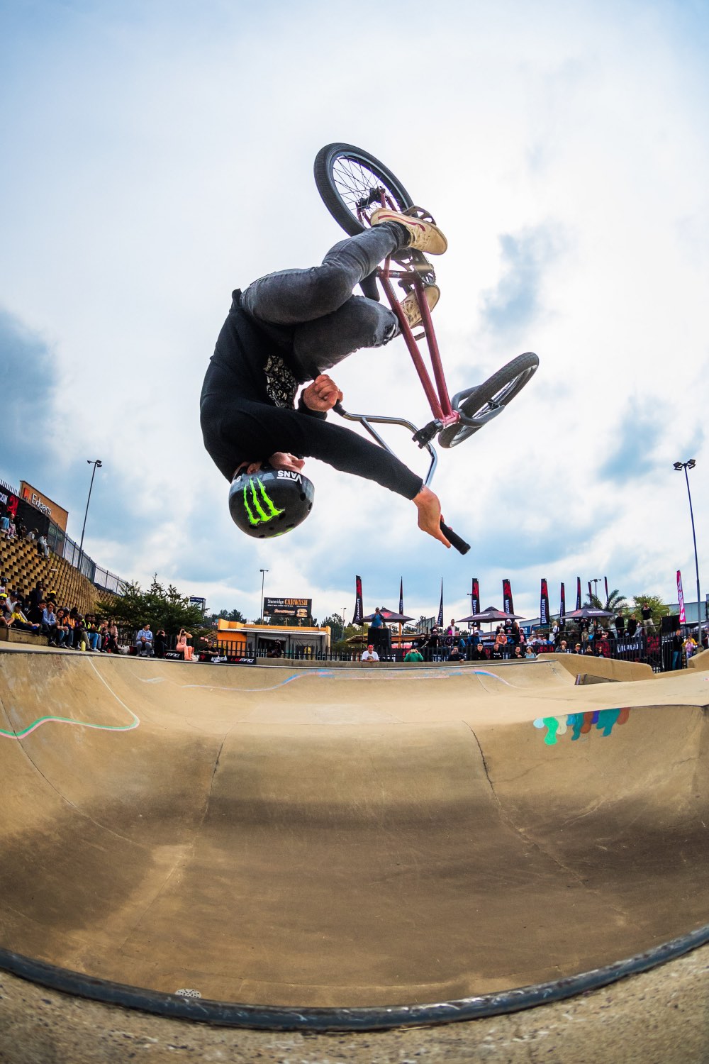 Malcolm Peters competing in the 2023 Park Lines BMX Tournament