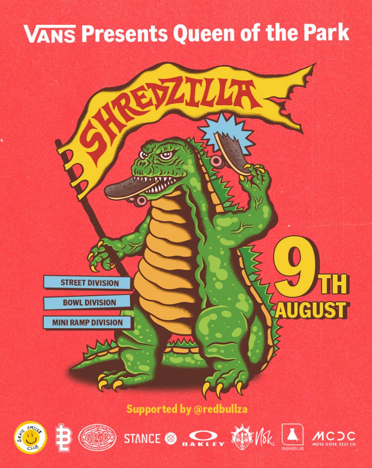 Shredzilla - Queen of the Park presented by Vans takes place this Saturday, 9 August, at The Shred Skatepark in Cape Town. A fun day for Female Skateboarders to get together, express themselves and support each other in a skate comp just for Females.